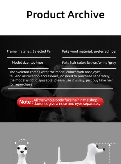 Standard Bichon Pet Simulation model Dog for Grooming Practice Fake Hair Trim And Style Must Be Used with Skeleton Model