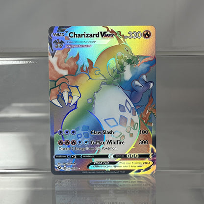 Cartas Avulsas Metalizadas PKM Pikachu Charizard EX Bubble Mew Jogo Cartas Raras de Coleção PTCG Cartas Proxy Arco-Íris