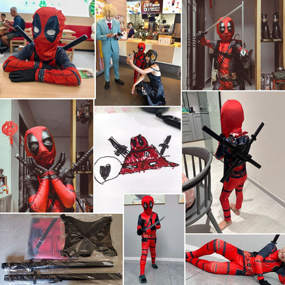 Deadpool Costume Halloween Cosplay Costume Deadpool Suit Jumpsuit deadpool Costume Carnival Festival Gift Sword Set
