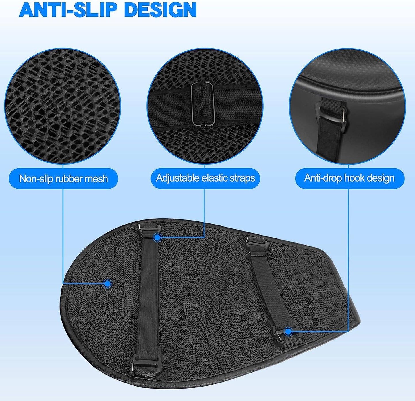 Almofada de assento de motocicleta com absorção de choque, descompressão em gel colmeia 3D, almofada de assento de motocicleta universal confortável
