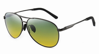 Óculos de Sol Polarizados Masculinos com Armação de Metal para Aviação Cores Variadas Óculos de Sol Masculino Piloto Visão Noturna e Diurna para Dirigir
