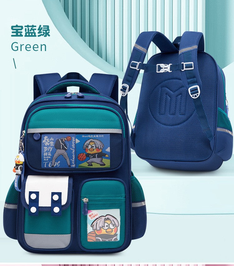 Mochila infantil de grande capacidade estilo britânico para meninas do ensino fundamental, leve, que reduz o peso e protege a coluna vertebral