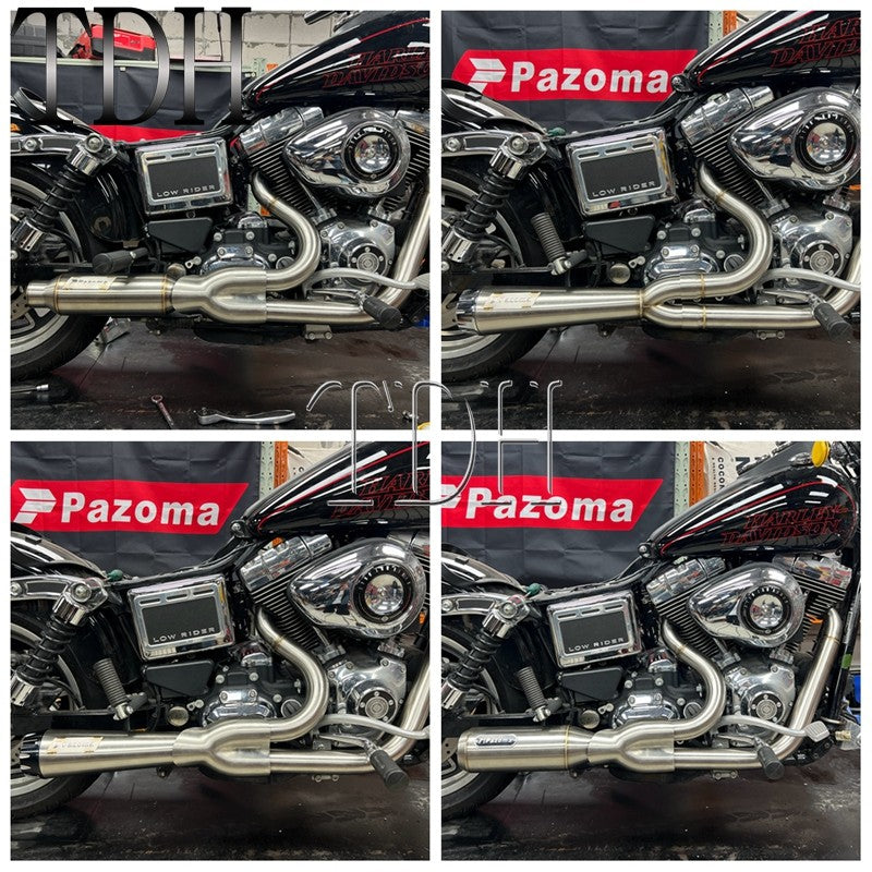 2-into-1 Exhaust Mufflers Drag Pipe Slip On Muffler System For Harley Dyna Wide Glide Super Glides Street Bob Low Rider FatBob