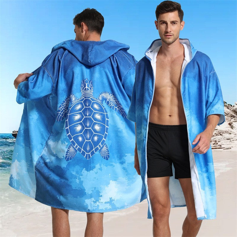 Beach bathrobe Cape surf poncho adult men hooded  Quick drying bath towel for outdoor sandbeach from China