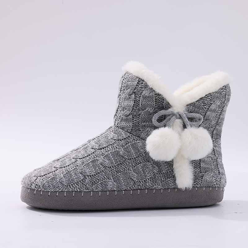 Litfun Winter Warm Plush Boots For Women Outdoor Soft Sole Non-slip Knit Furry Snow Boots Indoor Cozy Fur House Cotton Slippers