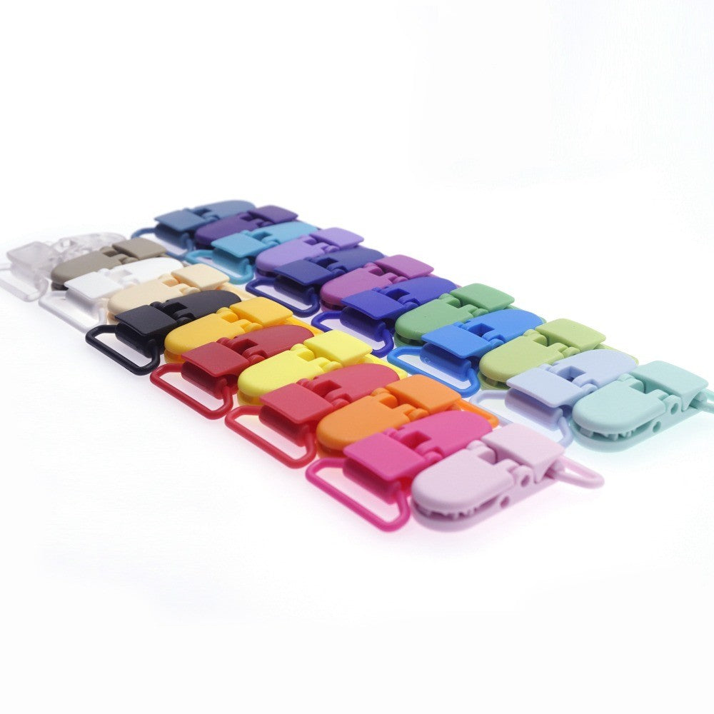 100 Pcs 20 Color Mixed Hot D Shape 25mm Plastic Baby Pacifier Clip Holder Newborn Baby Dummy Soother Bib Toy Chain Gift