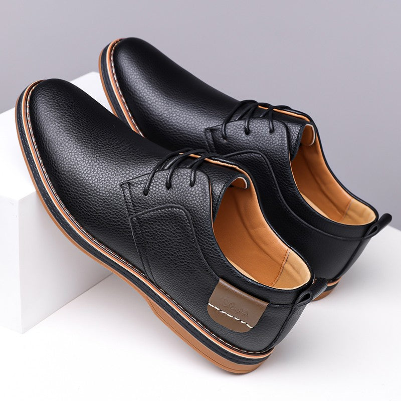 Men's Casual Business Leather Shoes Men Fashion Lace-up Derby Shoe Mens Light Comfortable Outdoor Driving Flats