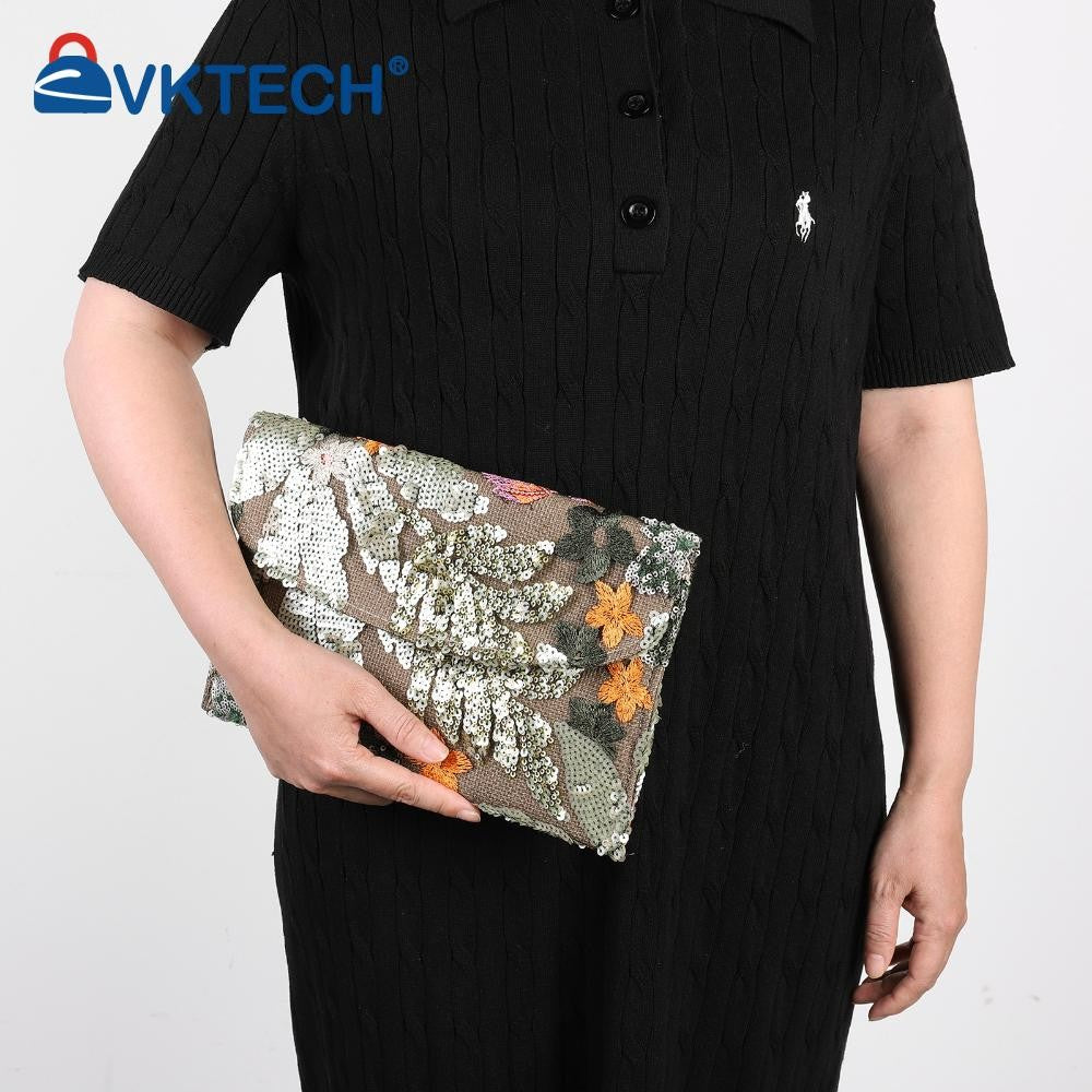 Straw Bag Evening Clutch Sequin Envelope Package Embroidered Handbag for Wedding Vacation Travel