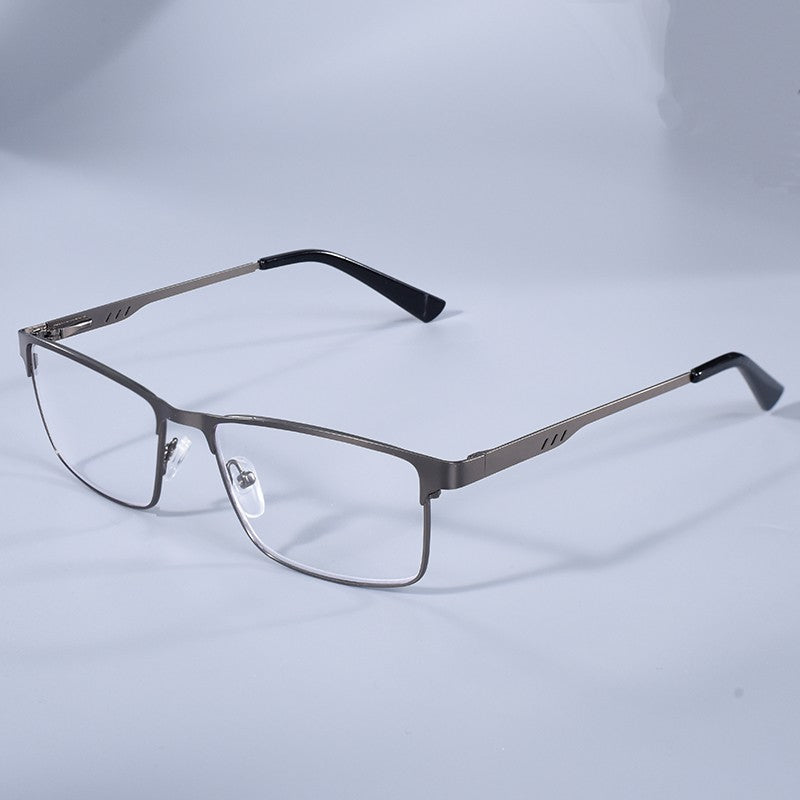 Homens Quadrados Metal Armação Grande Leitura Dobradiça de Mola Óculos de Presbiopia Bloqueio de Luz Azul Proteção Ocular Óculos +75+125+175+4