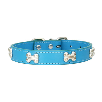 Novas coleiras de couro duráveis para cães, coleiras para filhotes de pug para cães pequenos e grandes, coleira de pescoço GXQ13