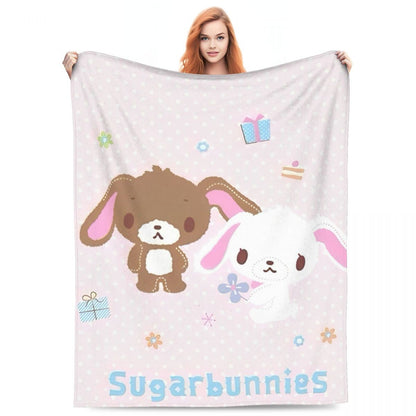 Sugarbunnies Sugar Rabbit Knitted Blanket Fleece Super Soft Throw Blankets for Outdoor Travel Bedroom Quilt