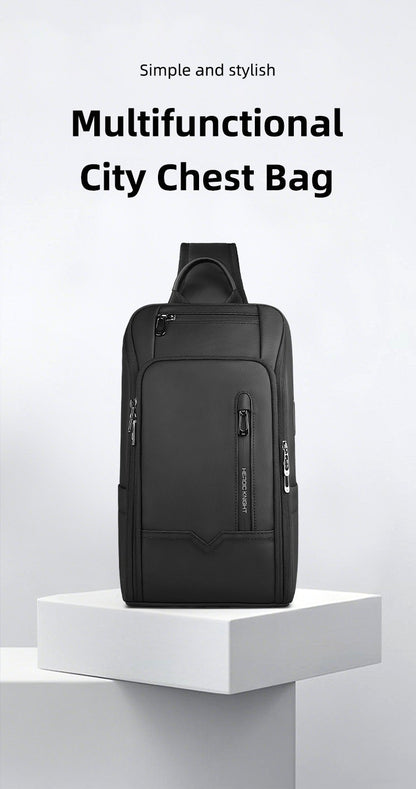 HK Anti-theft Men's Shoulder Bag Waterproof Chest Crossbody Bag with USB Oxford Leisure Satchel Multi-Pockets Sling Bag for Male