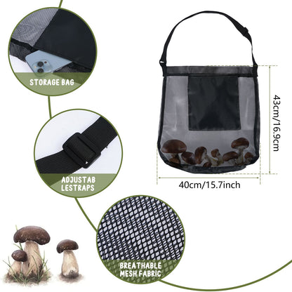 1/2Pcs Multipurpose Storage Bag Mesh Mushroom Foraging Bag With Adjustable Shoulder Strap Large Capacity Outdoor Shopping Pouch