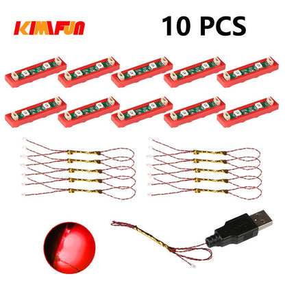 10PCS 0.8mm Pino RGB LED Blocos de Montar USB Lâmpada DIY Luz de Rua Cidade Decoração Elétrica 1X1 Tijolo Compatível com Todas as Marcas