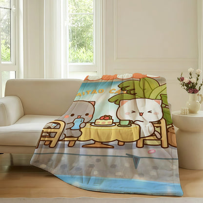 Cartoon cute Peach and Goma Blanket For Sofa Office Bed Plane Travel Sleep Read Relax Camping Soft And Warm
