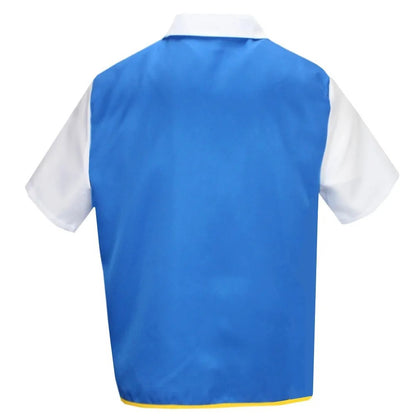 Anime Blue JacketP-PokemonING Go Men Cosplay Costume Boys Ash Ketchum For Halloween Party Trainer Gloves Cap Set Christmas Gift