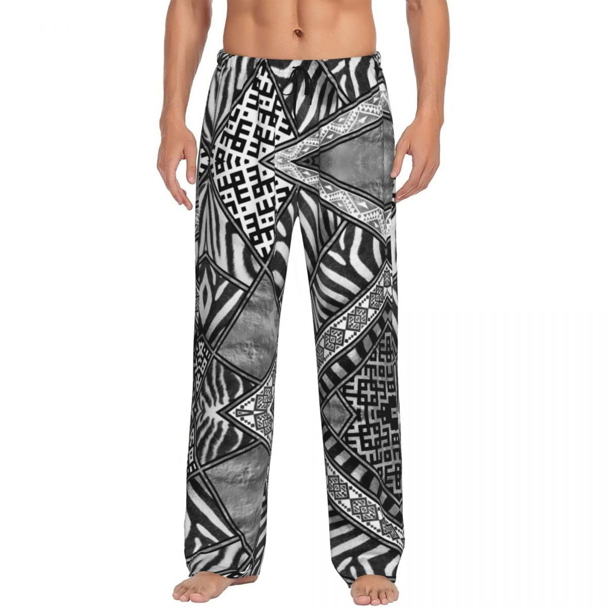 Custom Leopard Print Pajama Pants Men's Animal Skin Sleepwear Lounge Sleep Bottoms Stretch with Pockets