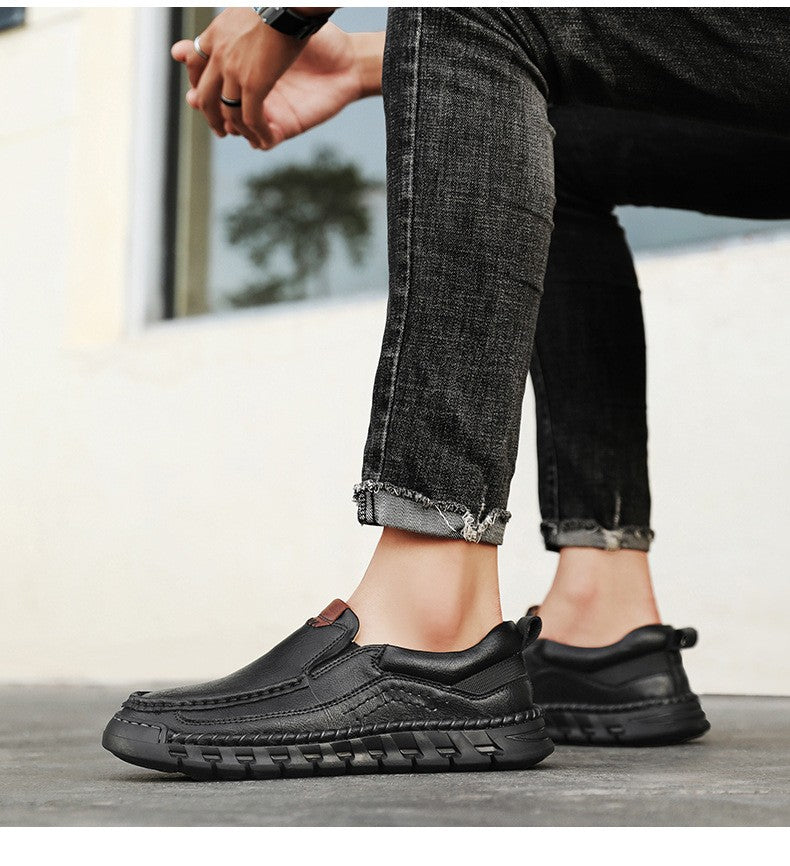 Men Handmade Genuine Leather Loafers Casual Comfortable High Quality Retro Business Shoes Spring and Autumn Men's Dress Shoes