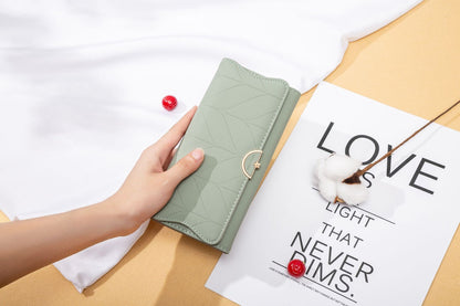 PU Fashion Long Women's Wallet Fashion Buckle New Handbag Large Capacity Fresh Wallet Wallet