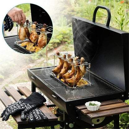Folded Roast Rack Roast Chicken Leg Rack Chicken Wing Leg Rack Grilling BBQ Non-Stick Barbecue Rib Stainless Steel