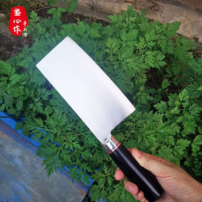 Faca de Chef Chinesa de 7 Polegadas Aço de Alta Velocidade em Pó SG2 Núcleo de Aço Clad de 3 Camadas Lâmina Cabo de Ébano Faca de Cozinha para Fatiar e Cortar