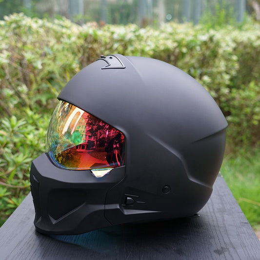 Black Matte Motorcycle Helmet Men Stylish Full Face Winter  Removable Front Face