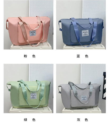 Double-layer expandable large-capacity luggage bag, new multi-functional foldable portable gym bag, sports travel bag-tan