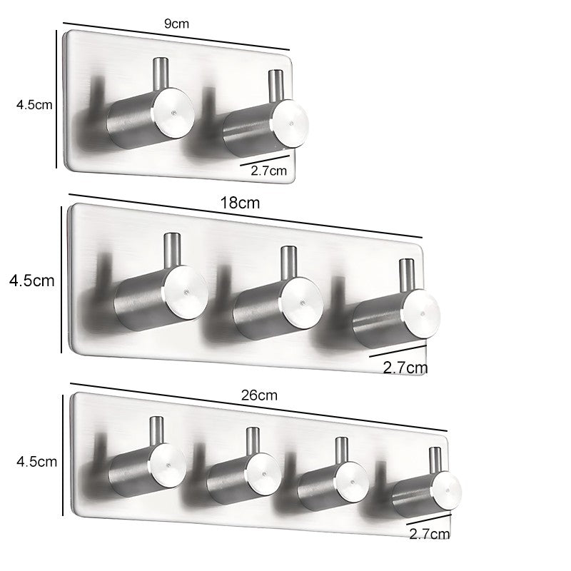 Stainless Steel Self-Adhesive Hooks Towel Holder Coat Hooks Strong Hardware Hanging Hook Metal Sticky Hooks Bathroom Accessories