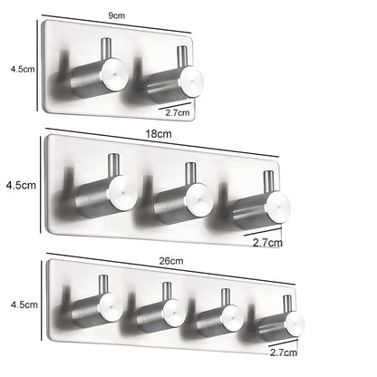 Stainless Steel Self-Adhesive Hooks Towel Holder Coat Hooks Strong Hardware Hanging Hook Metal Sticky Hooks Bathroom Accessories