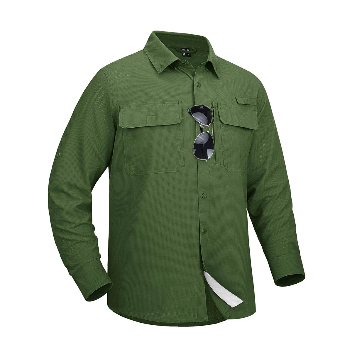 MAGCOMSEN Sun Protection Shirt Quick Dry Long Sleeve Mesh Breathable Shirt Multi Pockets Fishing Shirts Hiking Work Cargo Shirts