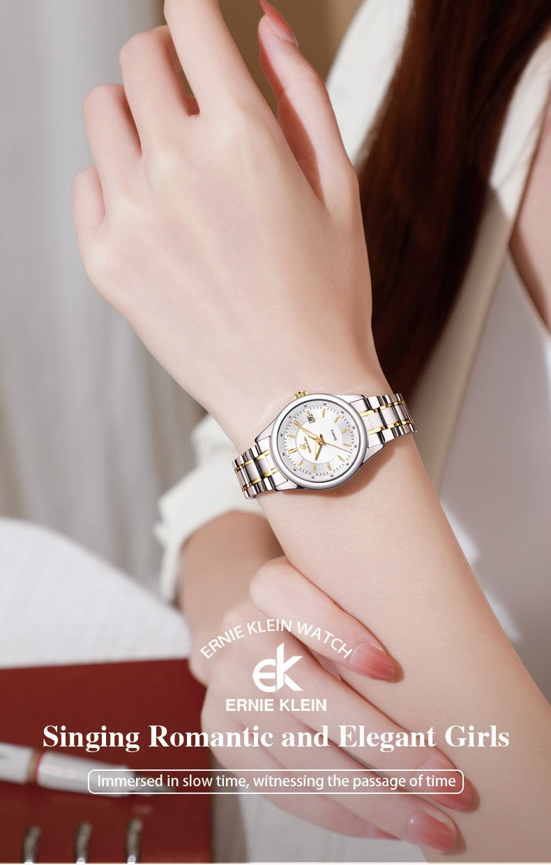 ERNIE KLEIN Women‘s Watches Simple Luxury Fashion Elegant Female Wristwatch Waterproof Luminous Date Exquisite Gift for Girl