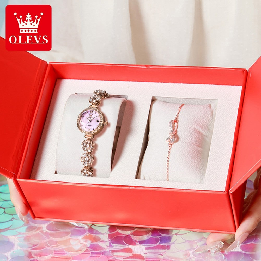 OLEVS 5638 Women Watches Original Elegant Quartz Watch Waterproof Luminous Date Ladies Set Bracelet Watch Girls Gift Reloj Mujer