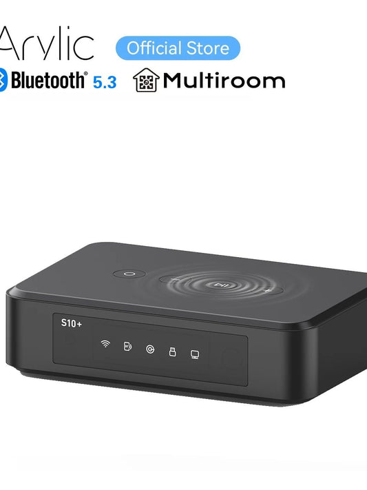 Arylic S10+ Wireless Music Streamer 3.5mm Jack Aux Bluetooth Audio Receiver for PC Audio Jack Adapter AUX Wireless for Multiroom
