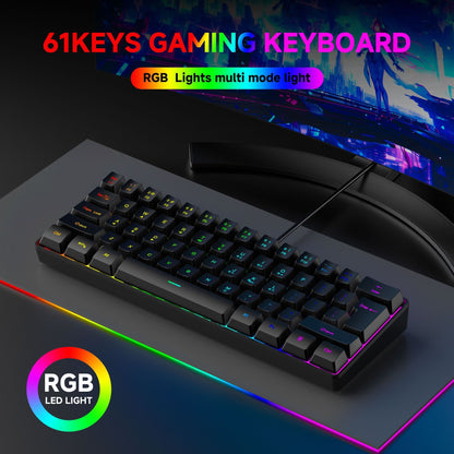 Wired Keyboard Mechanical Feel 61 Keys Usb Wired Gaming RGB Backlit Keyboard PC Gamer Accessories for Computer Gamers Ofiice