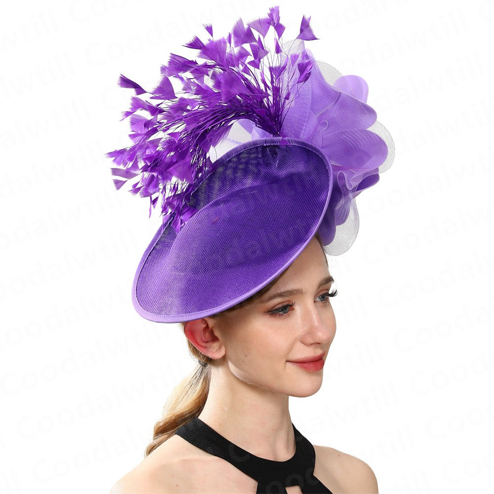 Big Flower Wedding Fascinator Hat Women Formal Party Tea Headpiece Ladies Cocktail Church Chapeau Cap Headband Woman Millinery