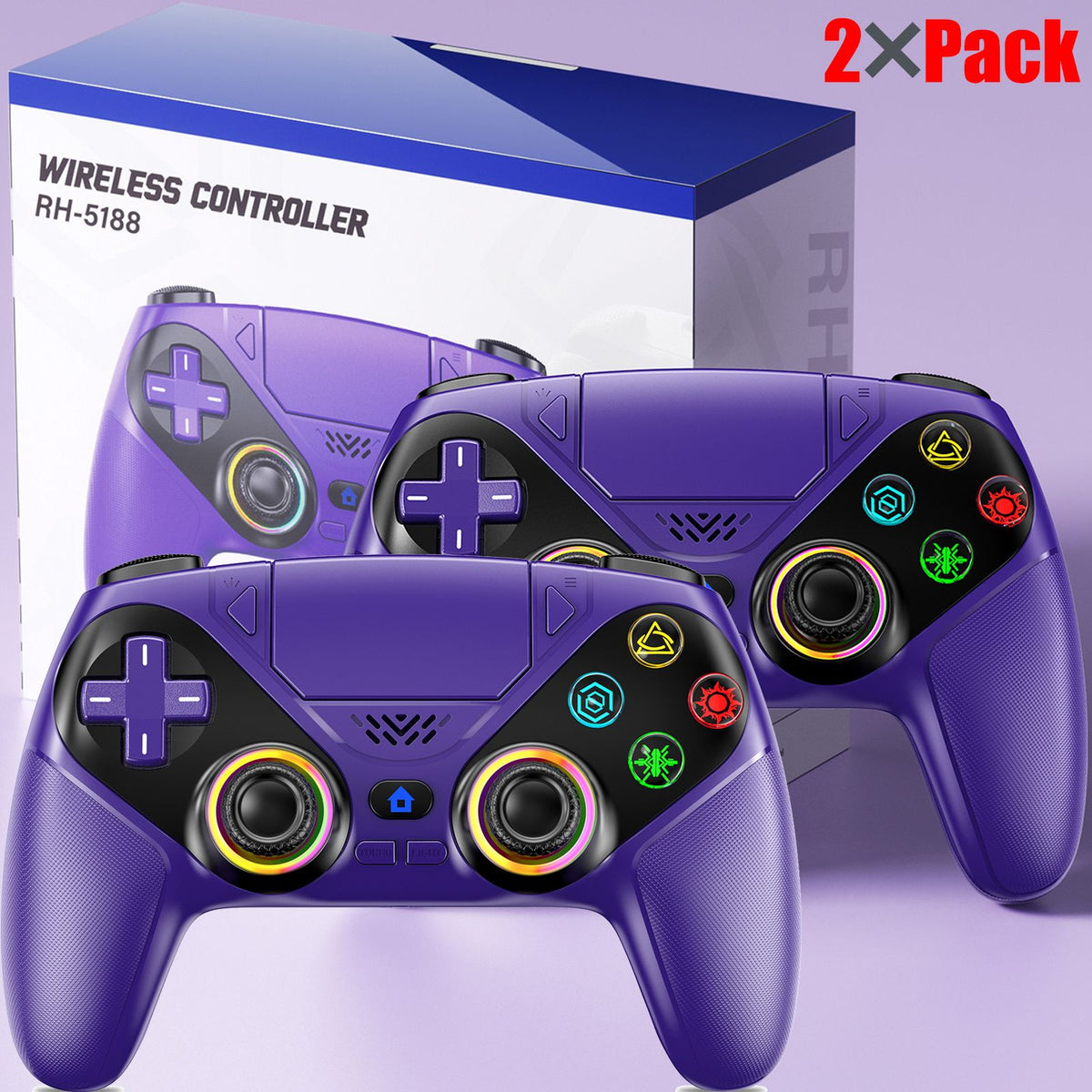 Gamepad For Playstation 5 PS5 Pro/Slim/PC,RGB Wireless Controller  6-Axis Gyro Dual Shock Turbo&Marco Programable Game Controle
