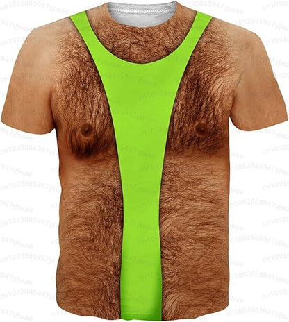 Funny muscular man pattern spoof 3D print sport Quick-dry Breatha men's T-shirt outdoor street role-playing  cosplay t-shirt