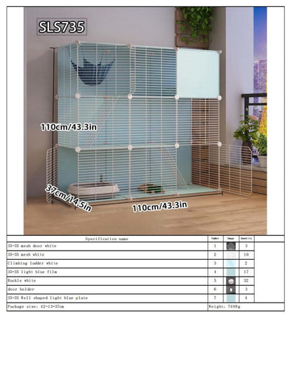 Gaiola para Gatos para Uso Doméstico, Casa para Gatos Interna com Espaço Livre, Abrigo para Gatos, Ninho para Gatos, Gaiola para Pets, Vila para Gatos Pequenos de Três Andares