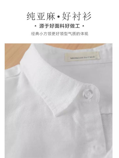 HOO2025 linen shirt young male leisure cotton shirts with short sleeves business cultivate one's morality thin comfortable shirt