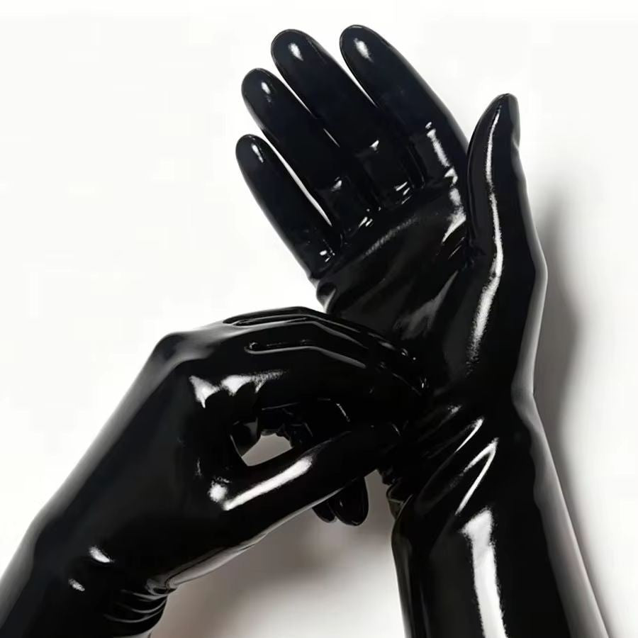 Smoky black Rubber Short Gloves Elastic Latex Gloves for Fashion Cosplay