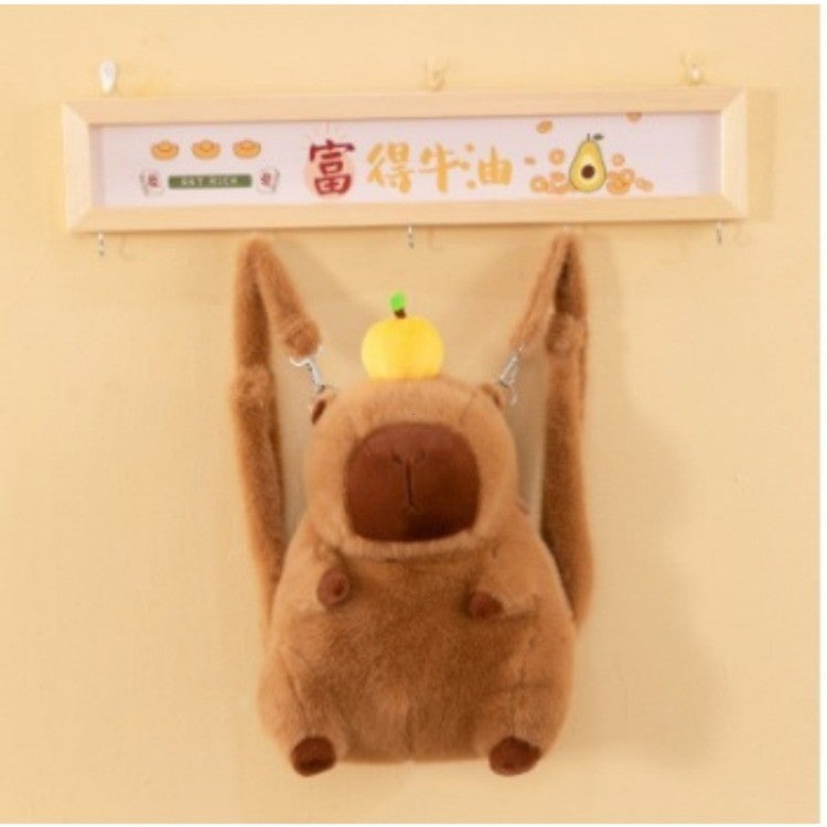 Bolsa Escolar Capivara Pelúcia Mochila Capivara Bolsa de Pelo Casual Versátil Mochila Escolar de Grande Capacidade 2025