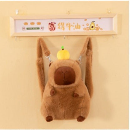 Bolsa Escolar Capivara Pelúcia Mochila Capivara Bolsa de Pelo Casual Versátil Mochila Escolar de Grande Capacidade 2025
