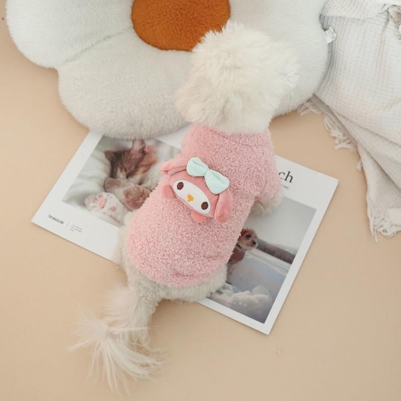 Sanrio Kuromi Moletom de Veludo Dupla Face para Cães e Gatos, Quente para Outono e Inverno, Roupas de Cachorro de Flanela, Jaqueta de Gato Engrossada, Suprimentos para Animais de Estimação