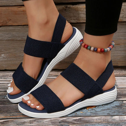 Women's Knit Elastic Cloth Wedge Sandals Slip On Lightweight Walking Sandals Women Plus Size Comfortable Summer Shoes Woman 2024