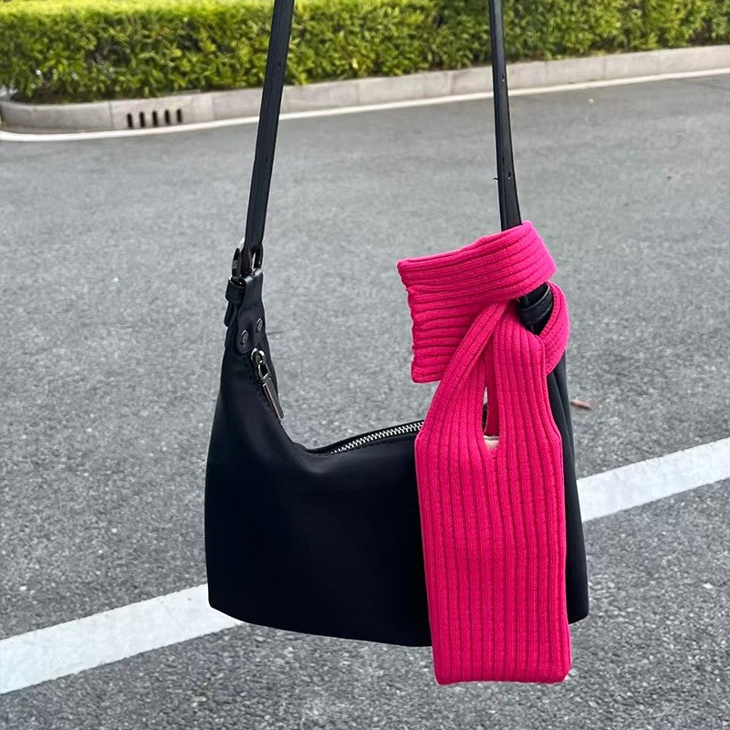 Knitted Phone Bag Scarf Style Unisex Crossbody Shoulder Phone Pouch Colorful Portable Slim Pocket Casual Phone Storage Accessory