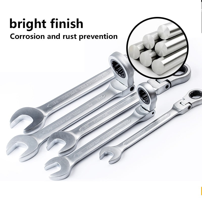 Chave Catraca Combinada, com Cabeça Flexível, Ferramenta de Catraca Dupla Função, Conjunto Combinado de Catracas com Abertura Flexível de 180 Graus