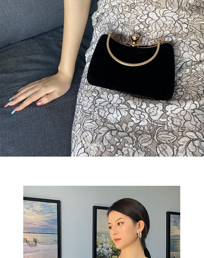 Luxury Black Satin Evening Clutch Bag High-Quality Flannel Small Handbag Elegant Dinner Party Crossbody Wallet for Women