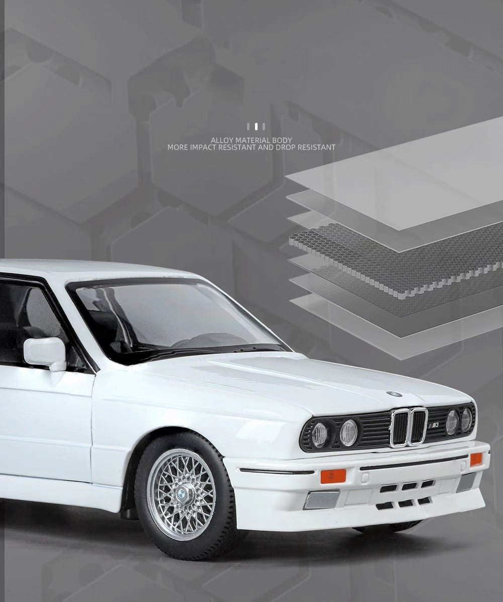 1:24 1988 BMW E30 M3 IM Liga Escala Modelo Carro Diecast Miniatura de Metal Carro Som?Luz Coleção de Carros Clássicos Brinquedo Infantil Veículo