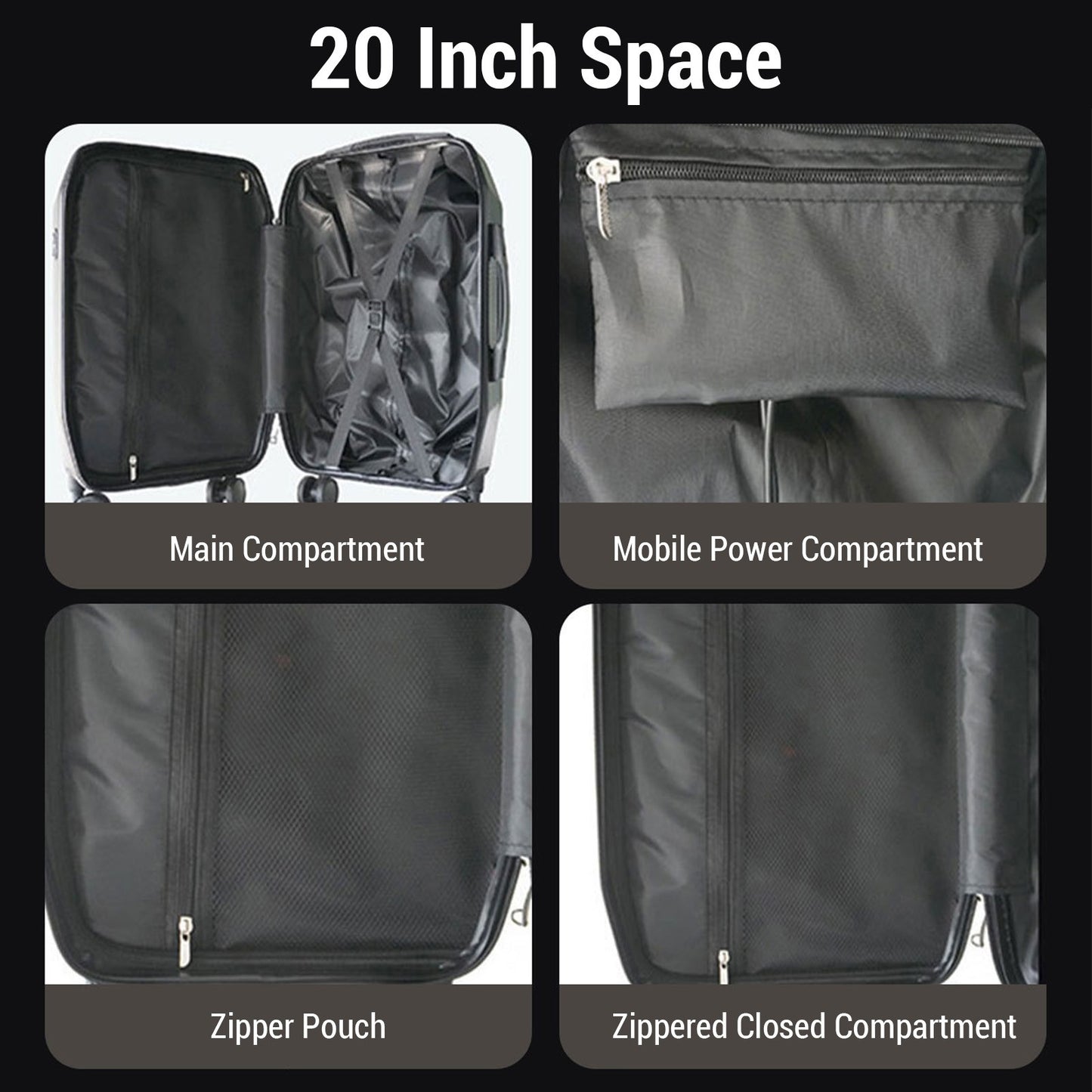 LED Travel Suitcase 20 Inch 48 X 48 Pixels Programmable App Control Colorful Multifunctional Hardshell Suitcase Travel Luggage