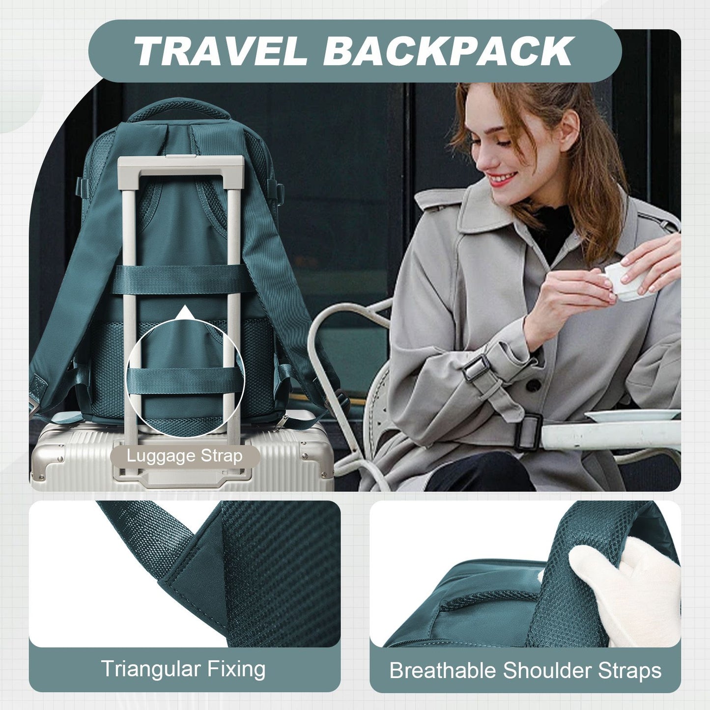 Easyjet Cabin Bag 45x36x20 Backpack, 40x20x25 Ryanair Carry-Ons, Women/Men Aeroplane Travel Backpack, Cabin Size Laptop Backpack